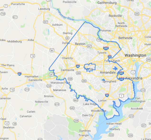 Map of Fairfax County Virginia